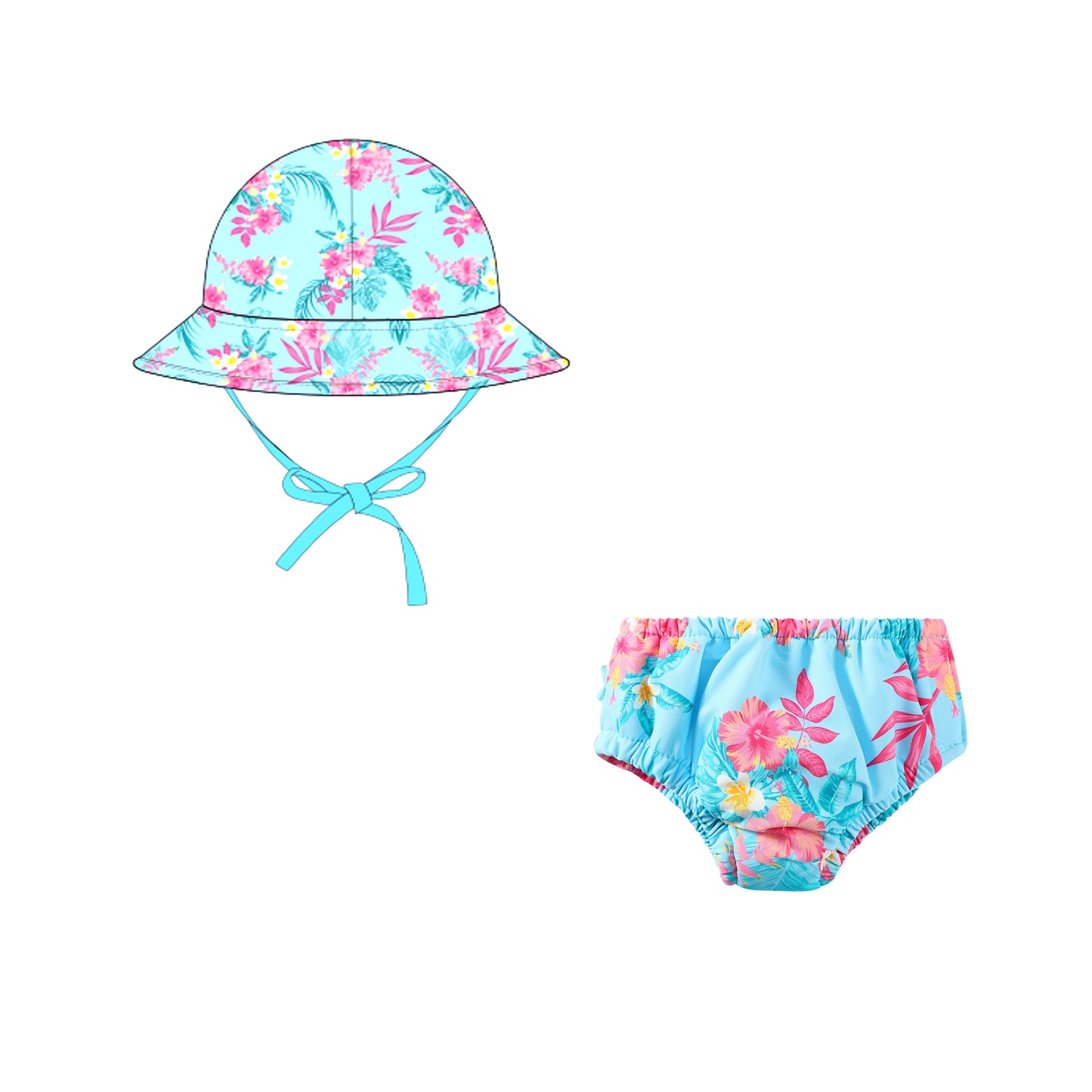 Conjunto de Baño Bebé UPF50 | Traje de Baño y Gorro Solar con Protección UV